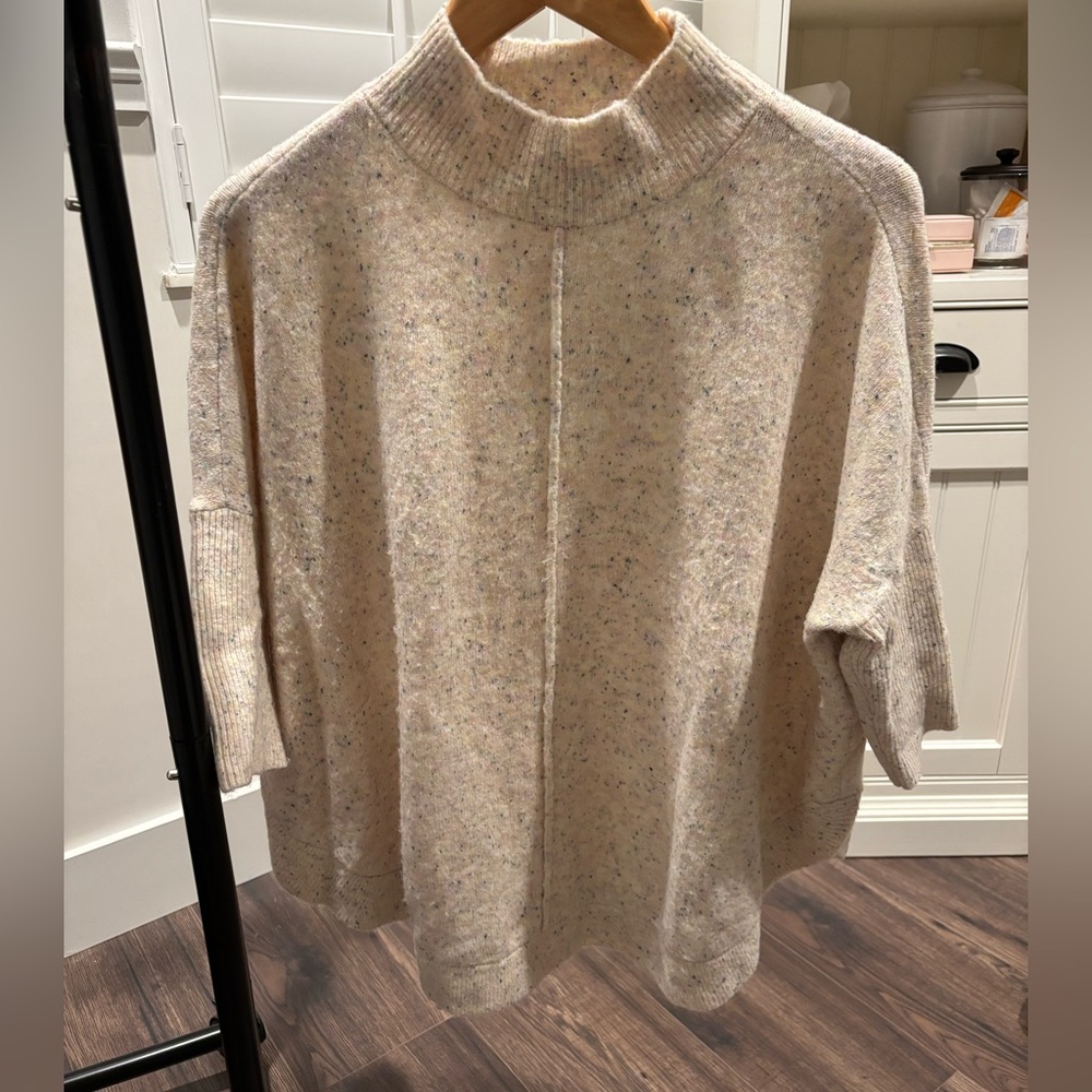 LOFT Speckled Cream Turtleneck Sweater